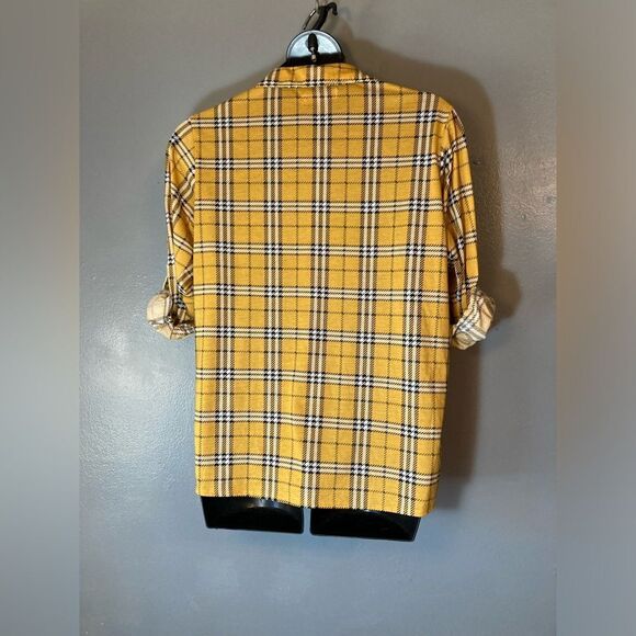 Eye Candy yellow plaid button up blouse - Picture 5 of 5